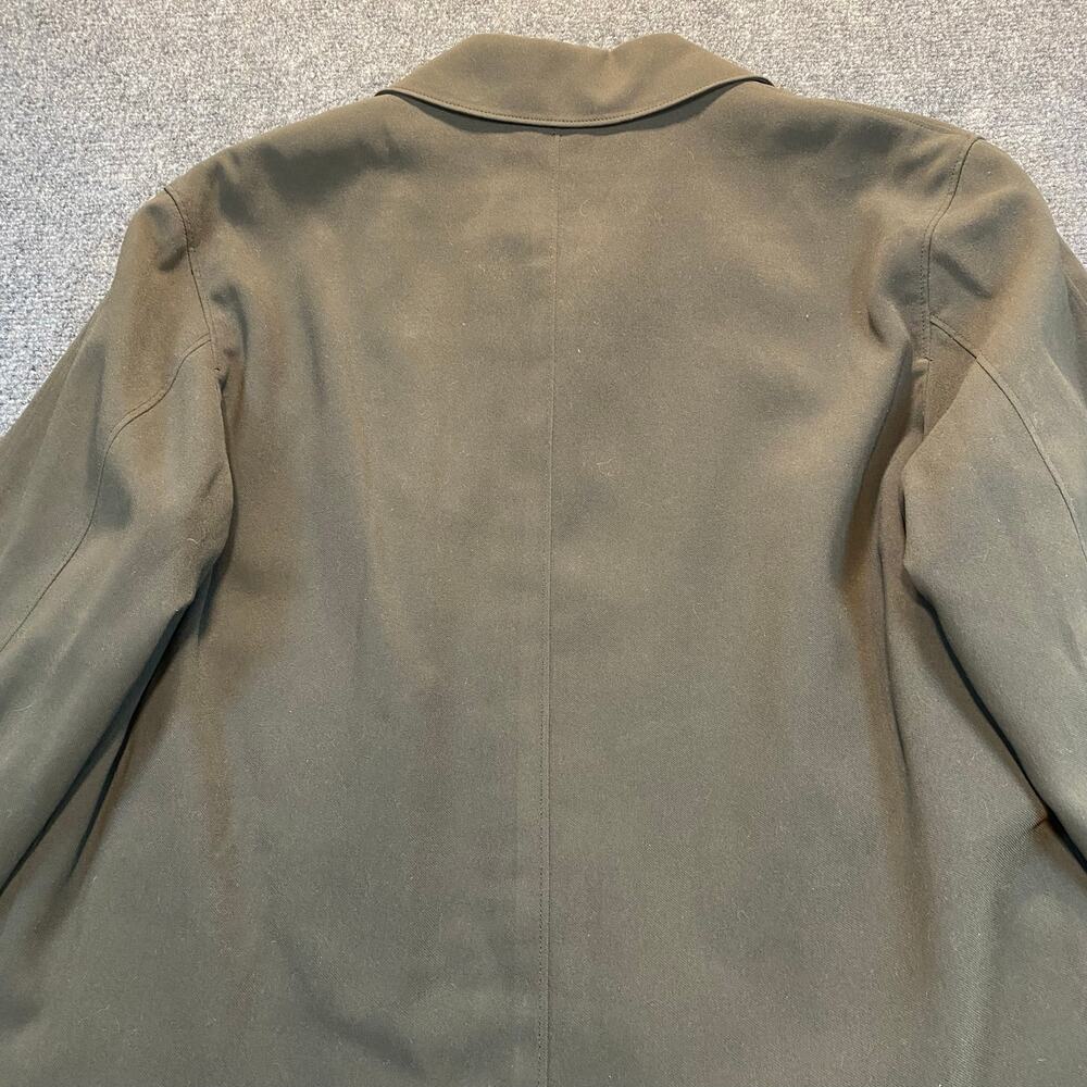 Vintage Sanyo Men Small Olive Green Wool Blend Car Coat Jacket Removeable Lining - Picture 5 of 10